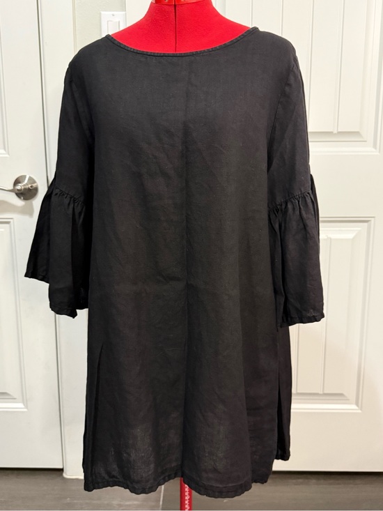 bryn Walker Tops - bryn Walker Black 100% Linen Bell-Sleeve Tunic size large made in USA